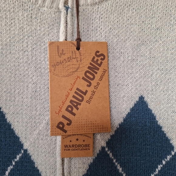 NWT PJ Paul Jones Mens Argyle 1/4 Zip Sweater. Size S - Picture 3 of 7